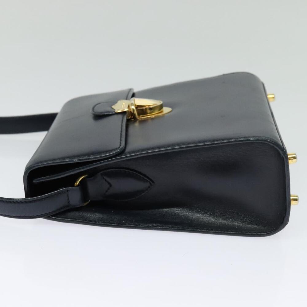 PRADA Shoulder Bag Leather Navy Gold - Picture 4 of 12